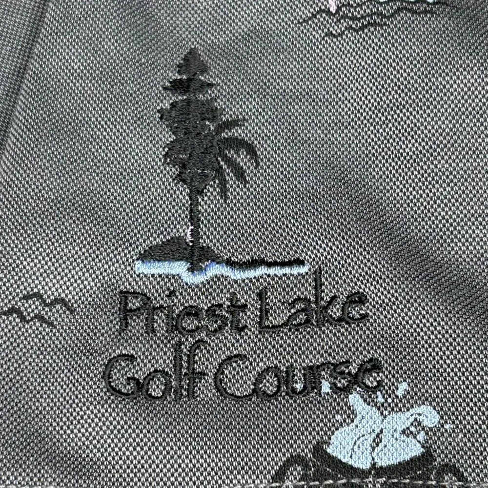 Travis Mathew Polo Shirt Mens Large Gray Priest Lake Golf Course Beer Palm Print - Picture 7 of 15